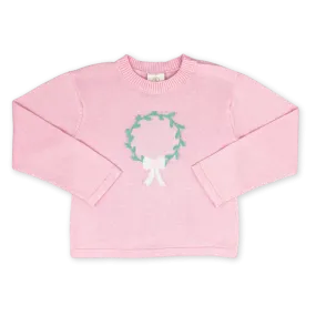 Cozy Up Wreath Sweater- Pleasant Pink