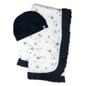 2-Piece Knit Stroller Blanket and Baby Hat