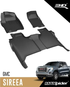 2019-23 Chevy Silverado MAXpider 3D All-Weather Floor Mats, Row 1 plus Row 2 Crew Cab Buckets With Rear Underseat StorageFloor Liners, Kagu Series