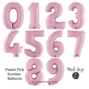 26 INCH | Pastel Pink Number Balloons