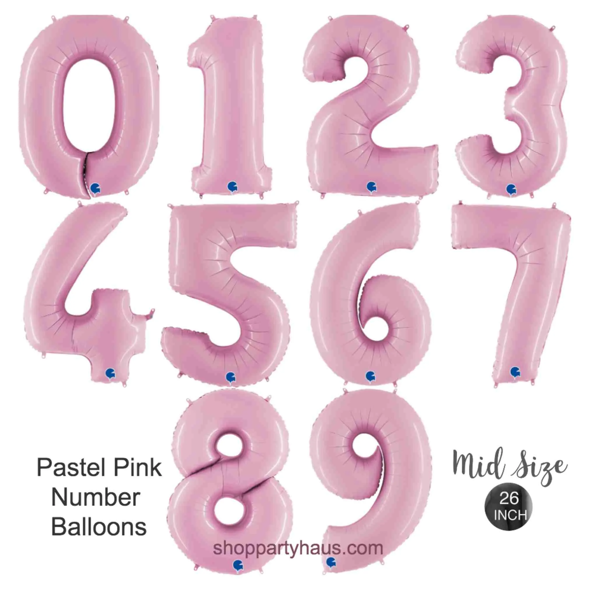 26 INCH | Pastel Pink Number Balloons