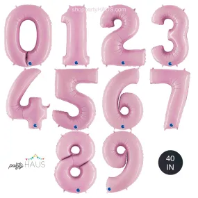 40 INCH | Pastel Pink Number Balloons