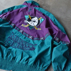 90’s PRO PLAYER “NHL ANAHEIM MIGHTY DUCKS” 裏地付き ナイロン トラックジャケット 240723