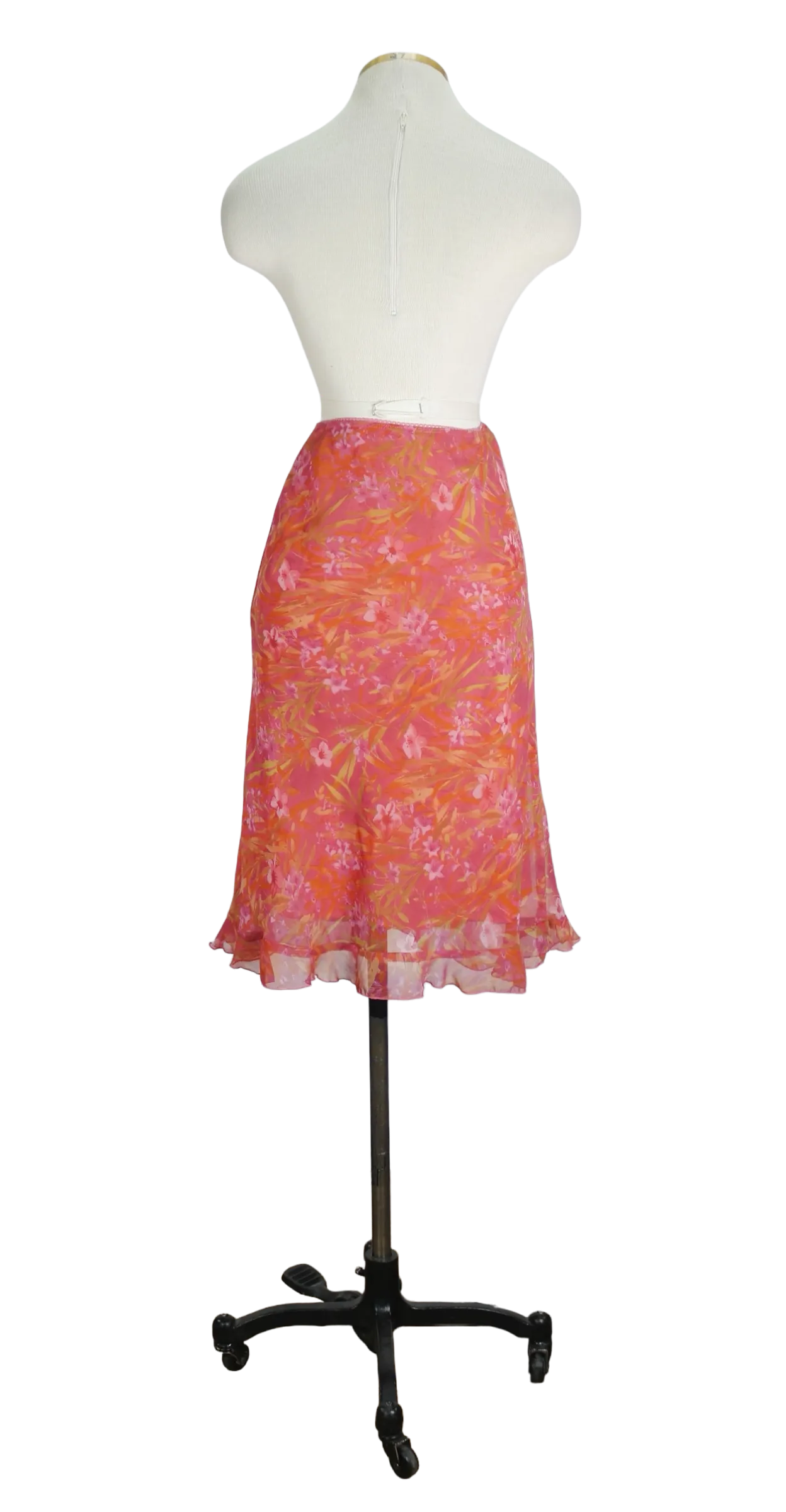 90s StudioY Orange Floral Skirt          S