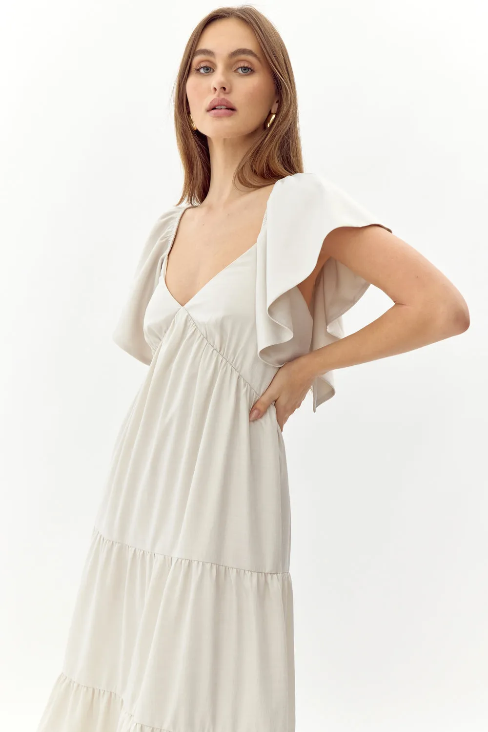 Adelyn Rae Tessa Midi Dress in Vanilla