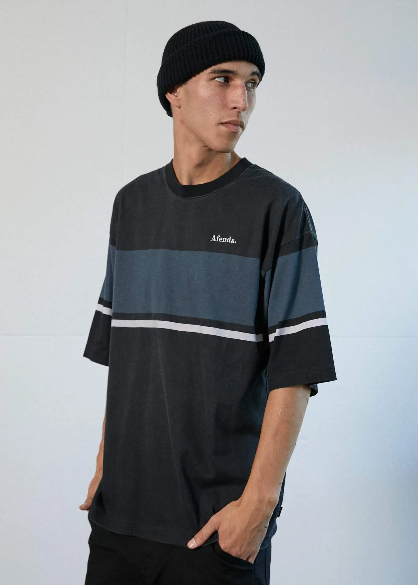 Afends Mens Guillotine - Oversized Tee - Black