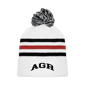 AGR White Hockey Knit Beanie