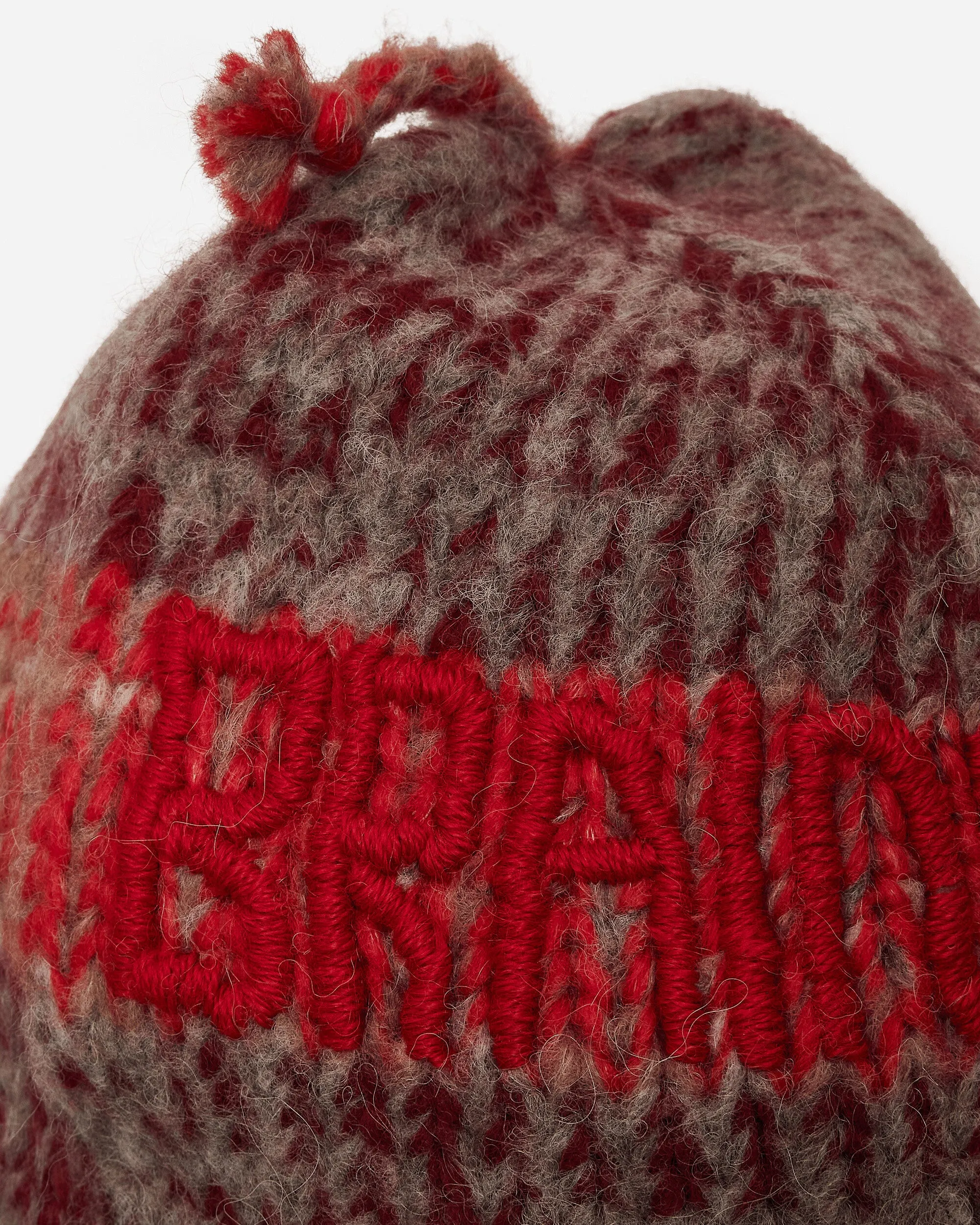 Alpaca Knit Ear Flap Beanie Red