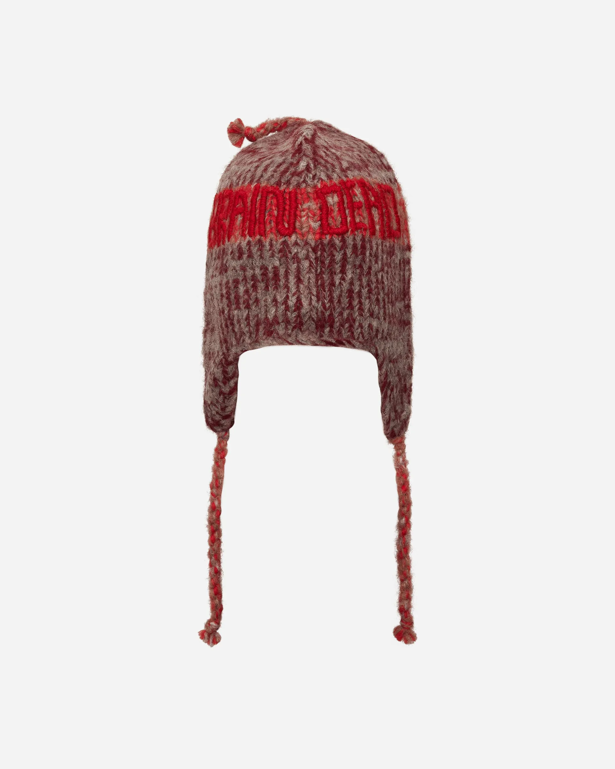 Alpaca Knit Ear Flap Beanie Red