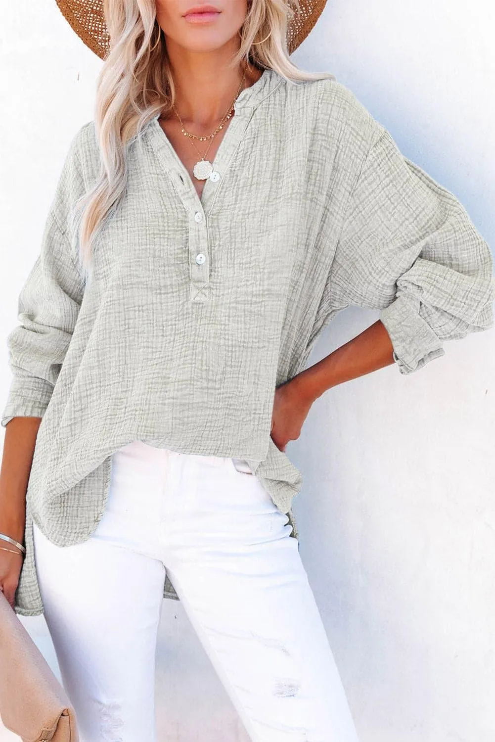 Amy Buttoned Long Sleeve Blouse