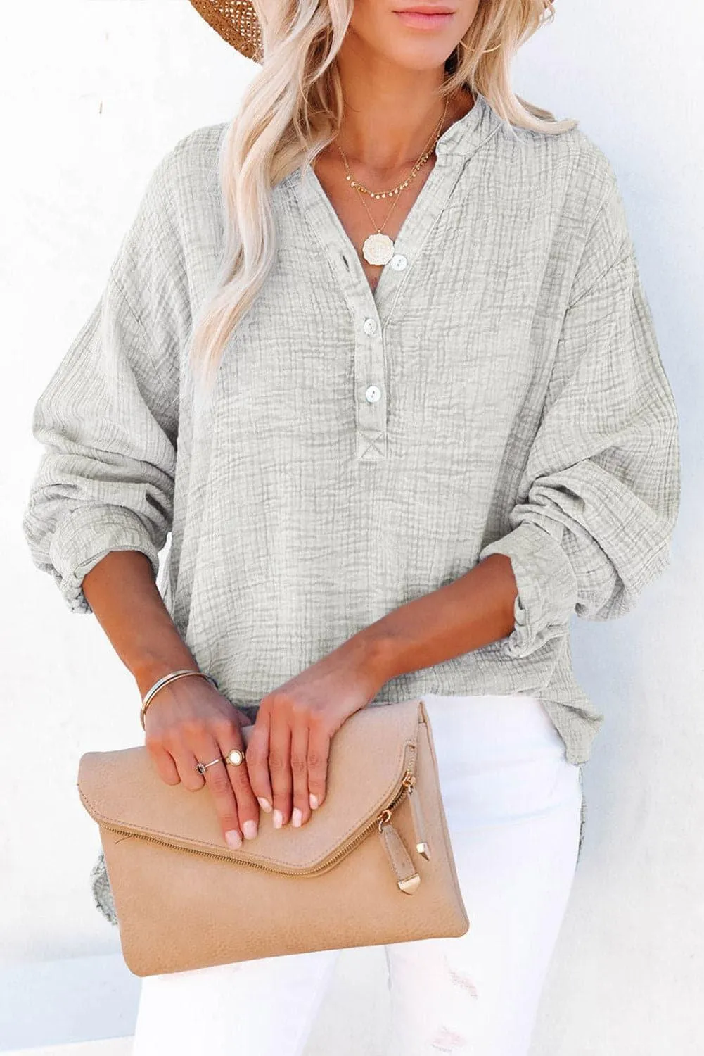 Amy Buttoned Long Sleeve Blouse