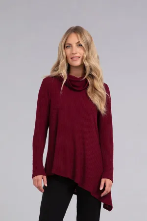 Angle Cowl Neck Waffle Sweater | Bloodstone