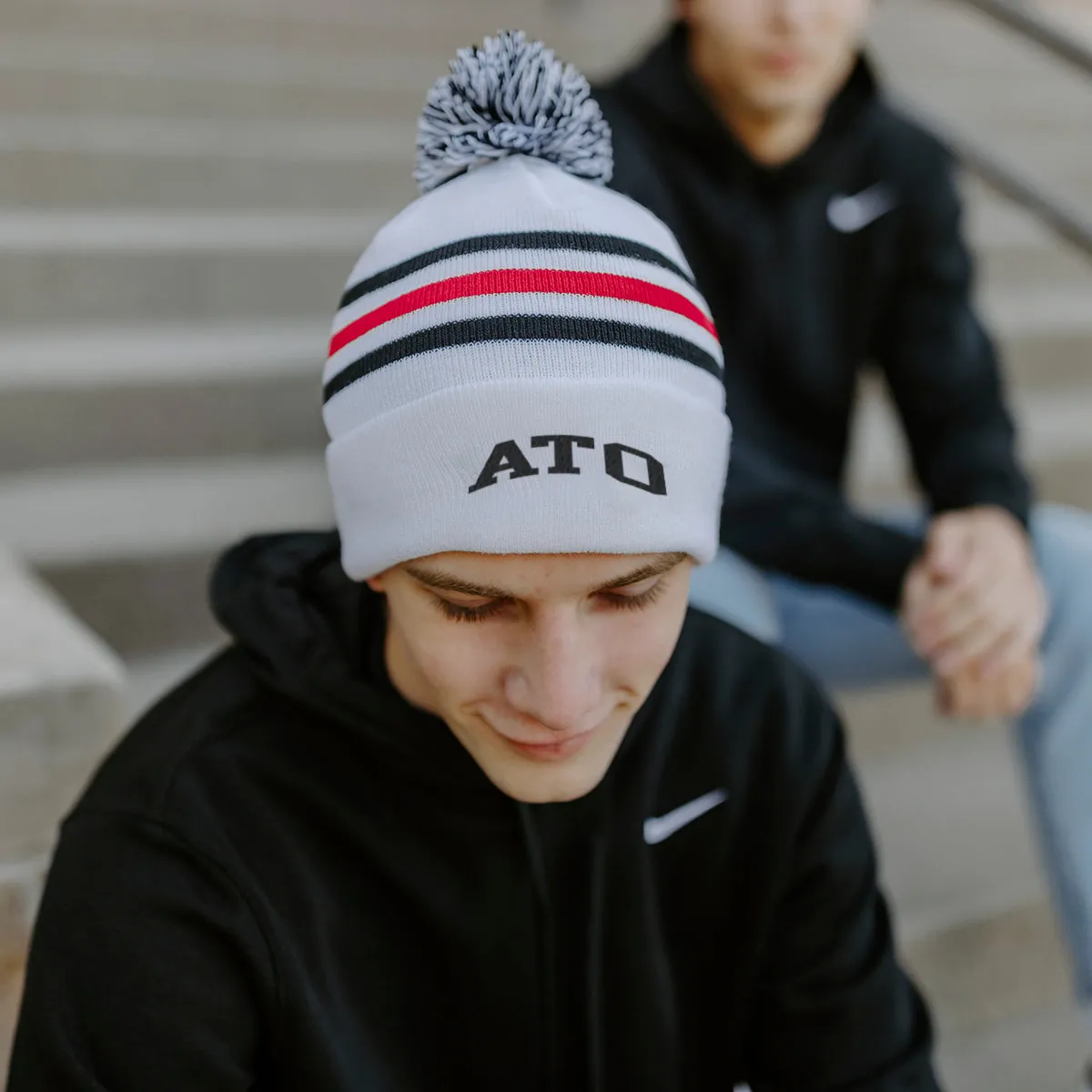 ATO White Hockey Knit Beanie