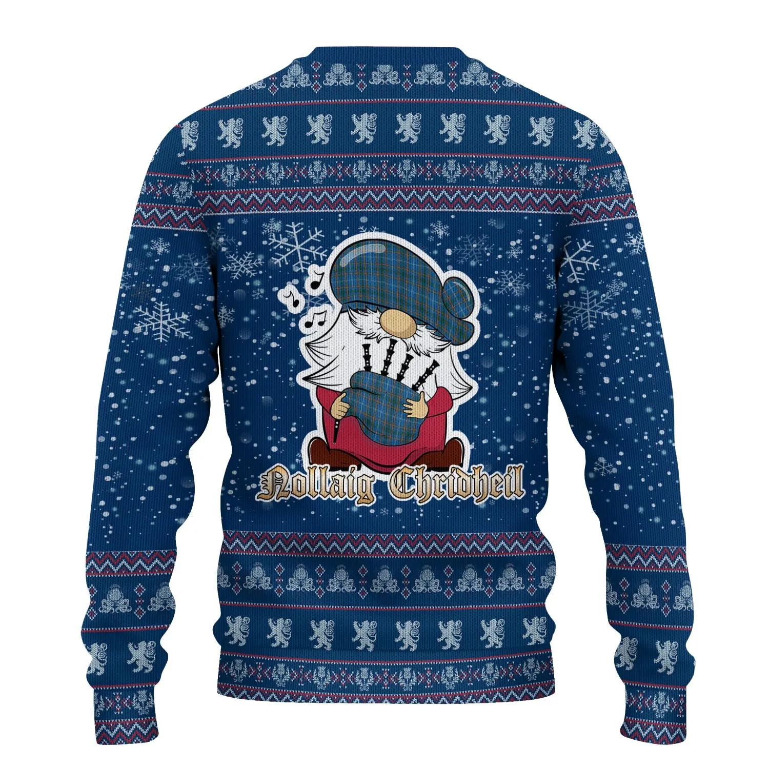 Bain Clan Christmas Family Ugly Sweater with Funny Gnome Playing Bagpipes