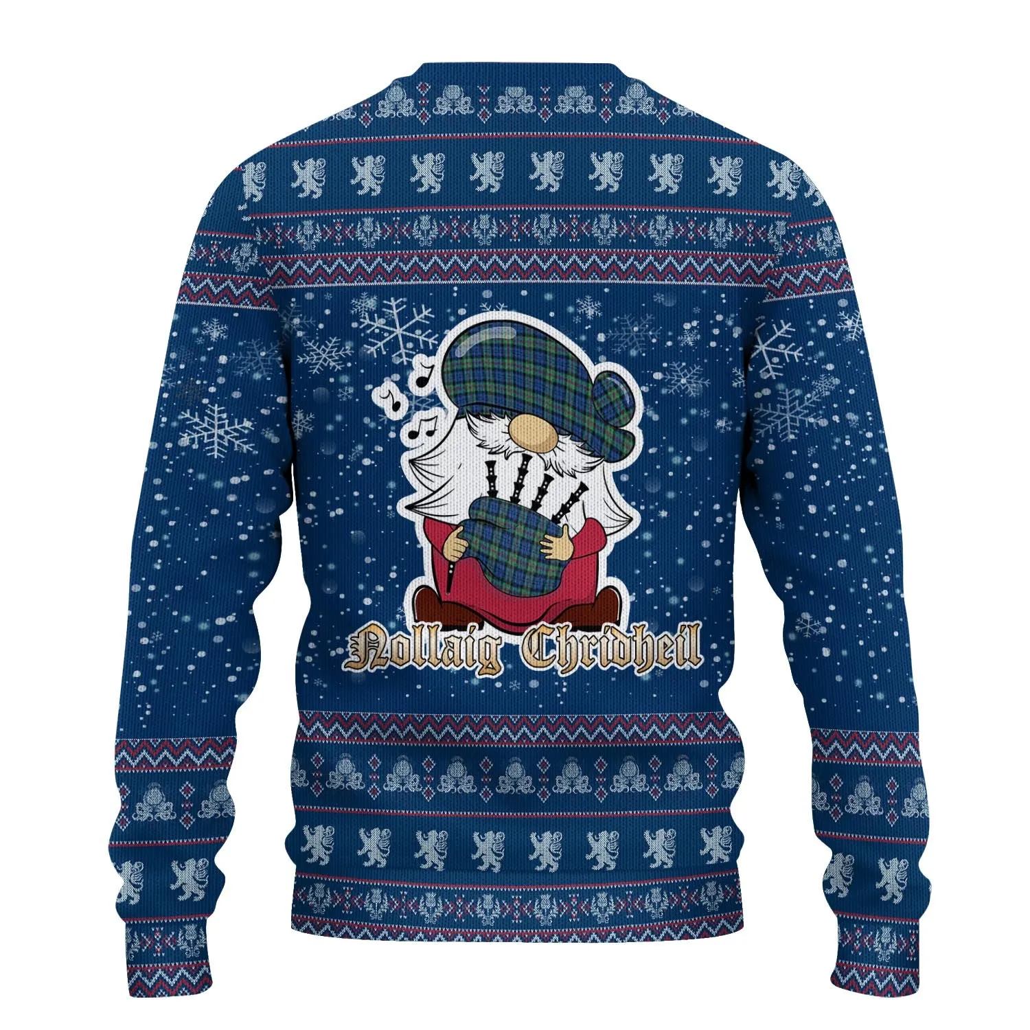 Baird Ancient Clan Christmas Family Ugly Sweater with Funny Gnome Playing Bagpipes