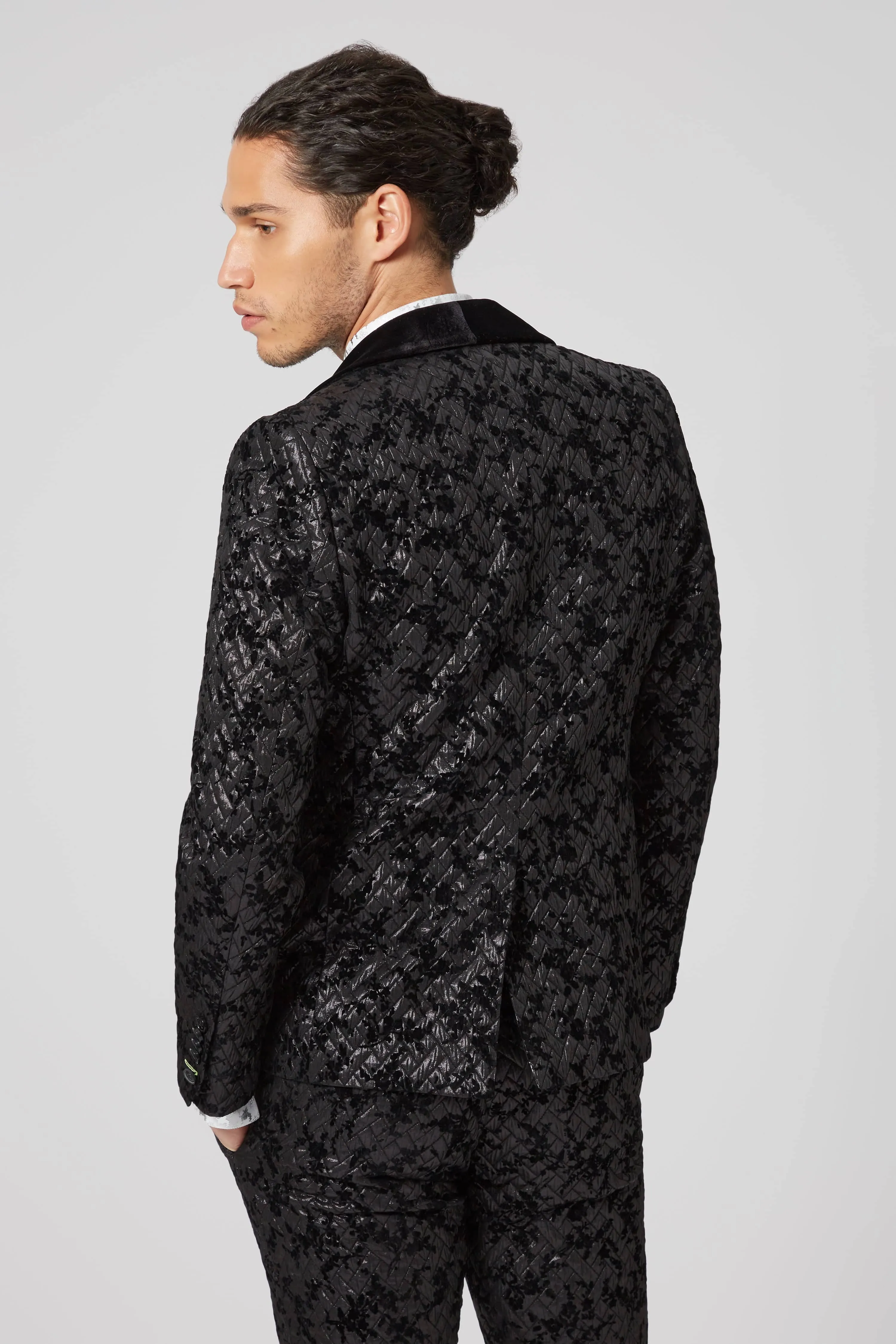 Barbee Skinny Fit Black Jacquard Jacket - ARCHIVE