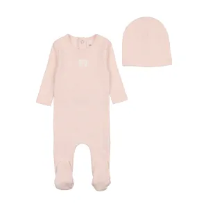 Bee & Dee Blossom Pink Classic Pointelle Carriage Footie with Beanie