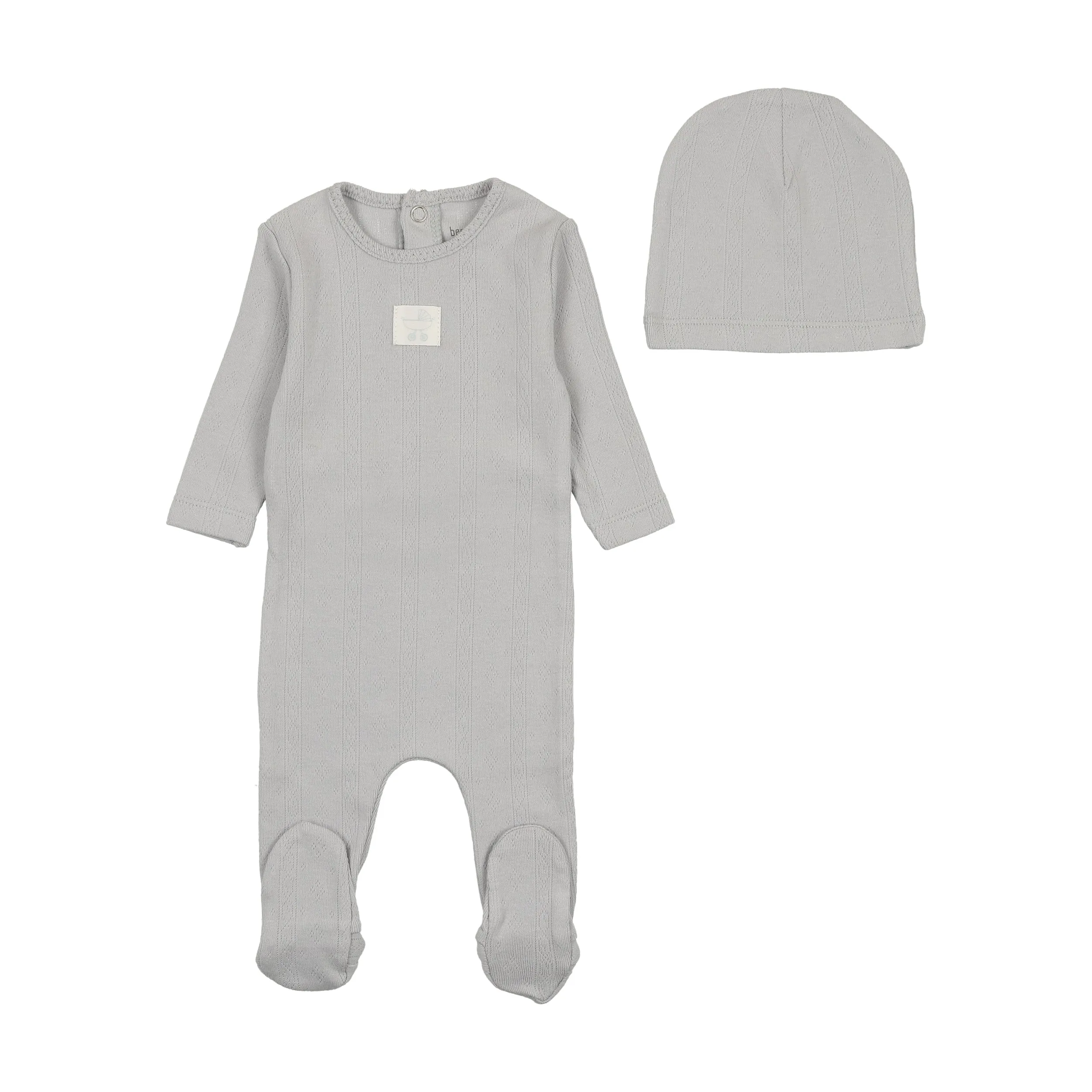 Bee & Dee Powder Blue Classic Pointelle Carriage Footie with Beanie