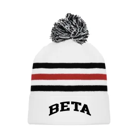 Beta White Hockey Knit Beanie