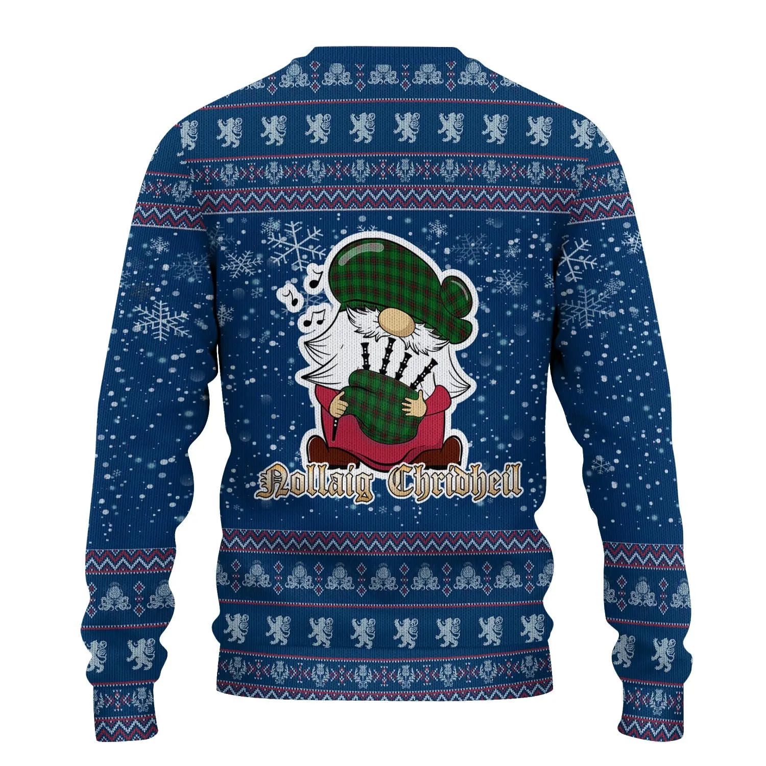 Beveridge Clan Christmas Family Ugly Sweater with Funny Gnome Playing Bagpipes