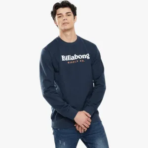 Billabong Mens Walled Word Pullover Crew Sweater Navy