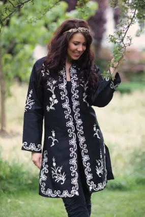 Black Ismail Embroidered Silk Women’s Wedding Jacket