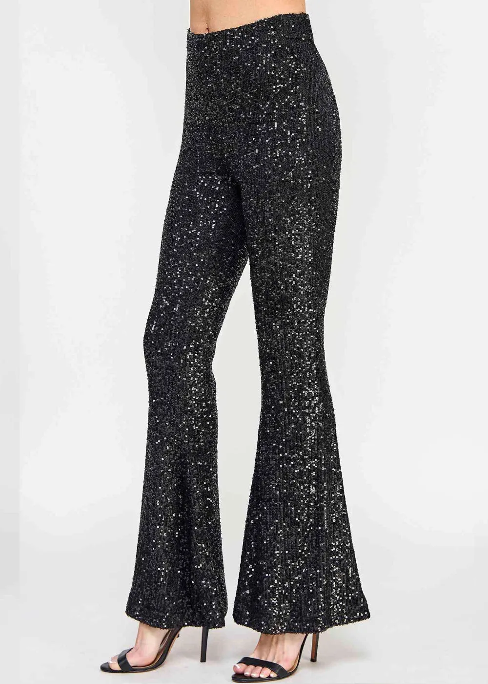 Black Sequin Bell Bottom Pants Sequin Flare Pants