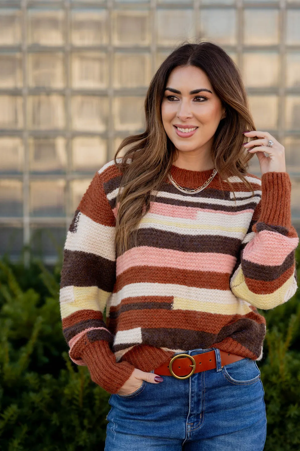 Blocked Stripes Knit Sweater