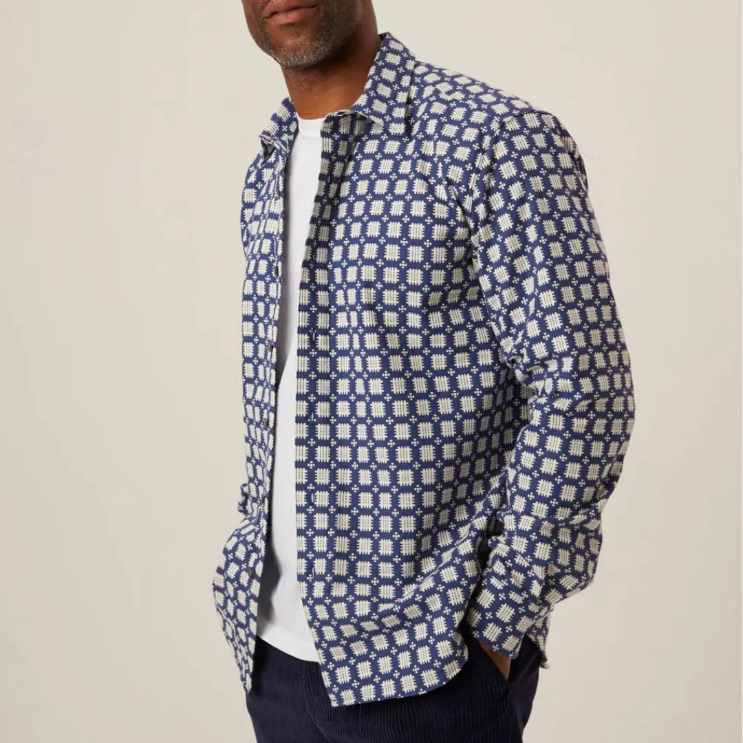 Blue Geometric Club Cotton Shirt