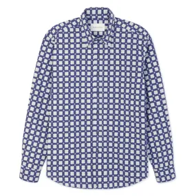 Blue Geometric Club Cotton Shirt