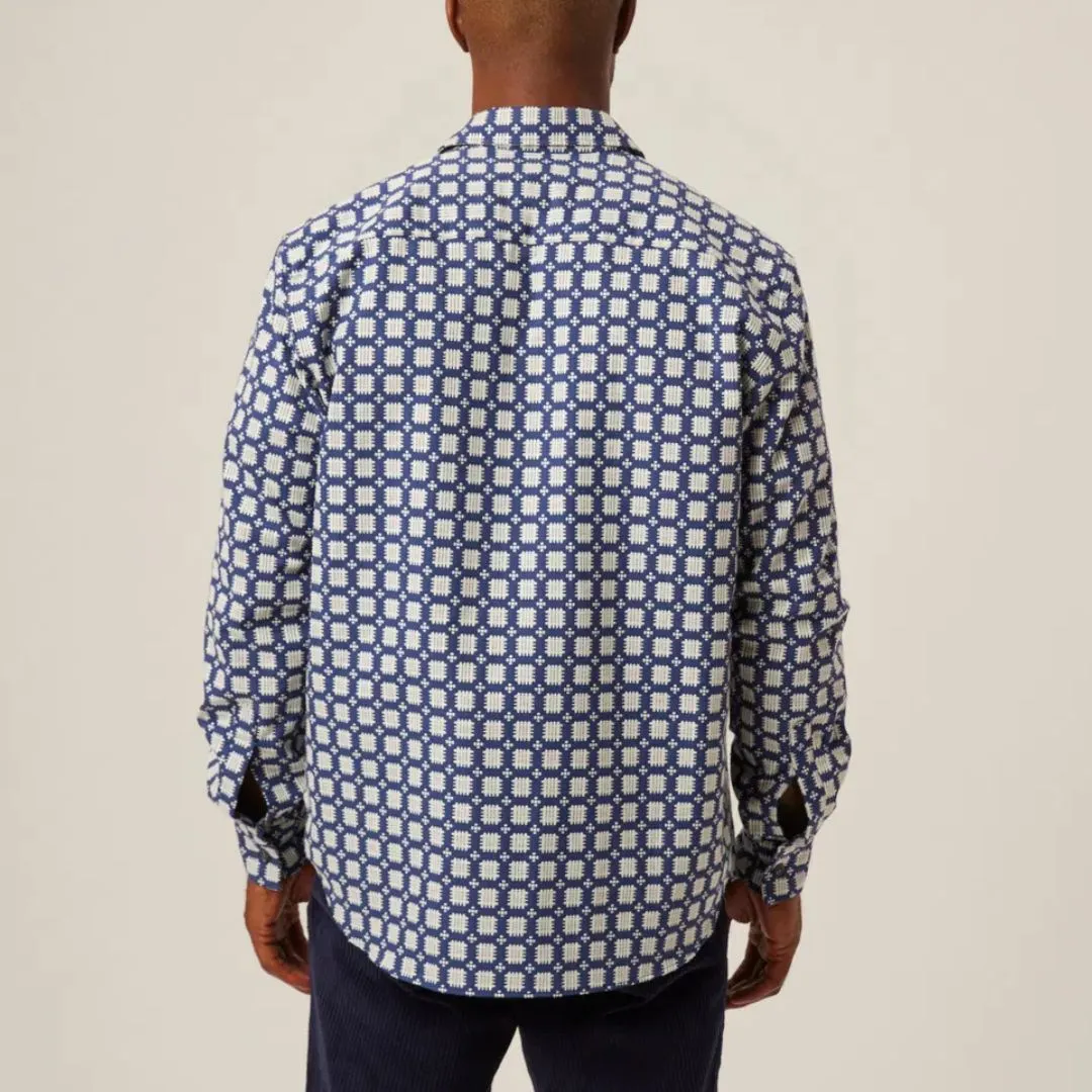 Blue Geometric Club Cotton Shirt