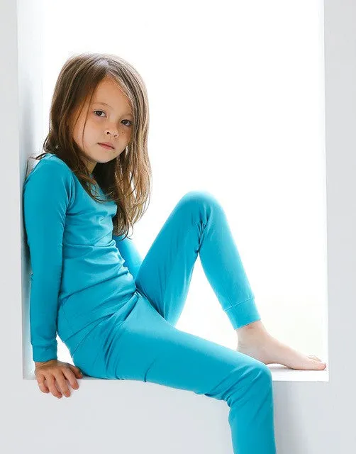 Blue Green Girls Aero Heat Thermal Pajama Set