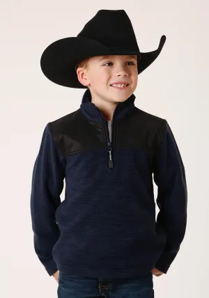 BOYS POLAR FLEECE  HEATHER NAVY PULLOVER