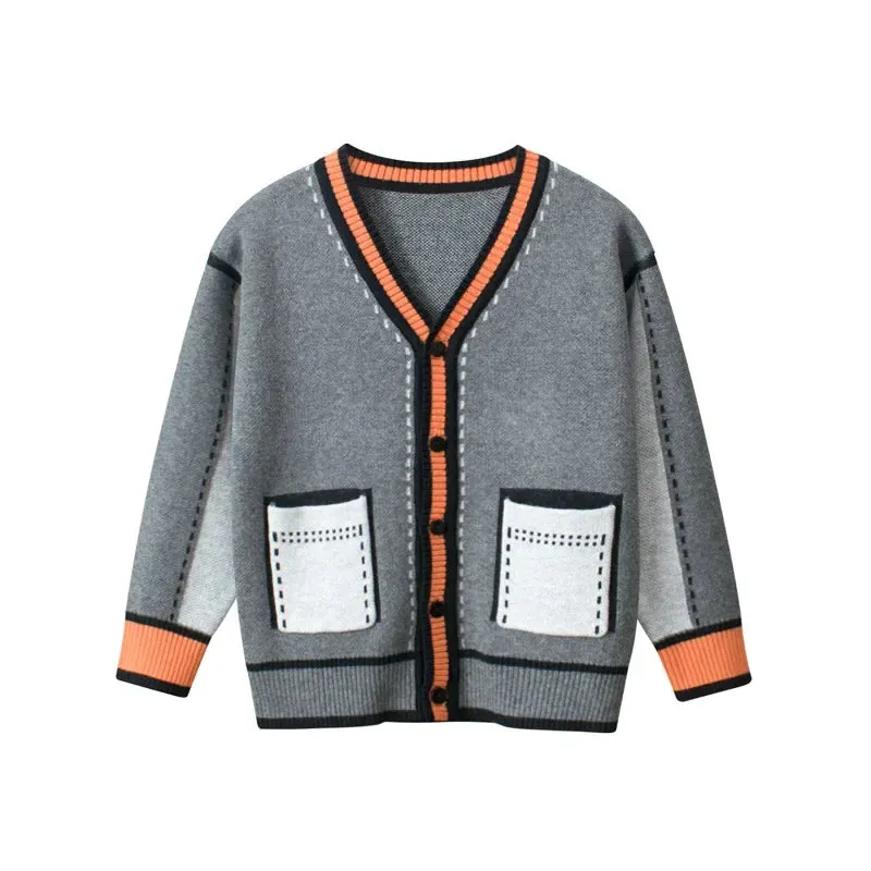 Brand New Children's Sweater Girls Knitted Cardigan 2024 Winter New Boys Outerwear Casual Long Sleeve Kids Coats Dropshipping