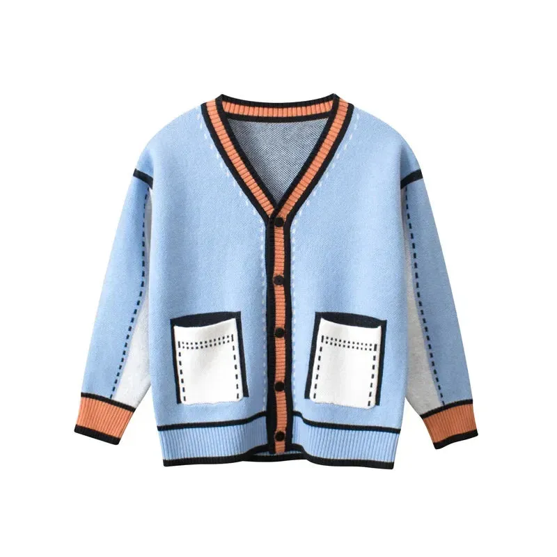 Brand New Children's Sweater Girls Knitted Cardigan 2024 Winter New Boys Outerwear Casual Long Sleeve Kids Coats Dropshipping