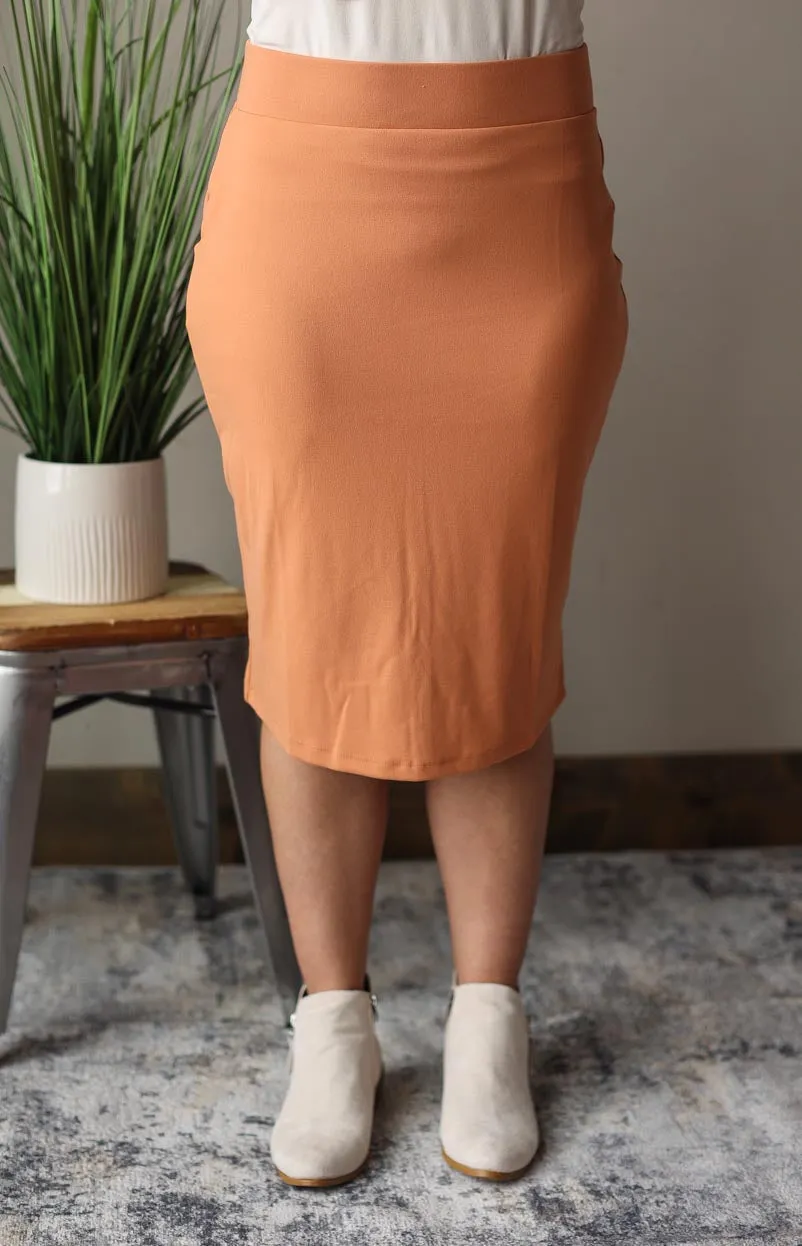 Butter Soft Orange Midi Skirt • 0/2 - 8