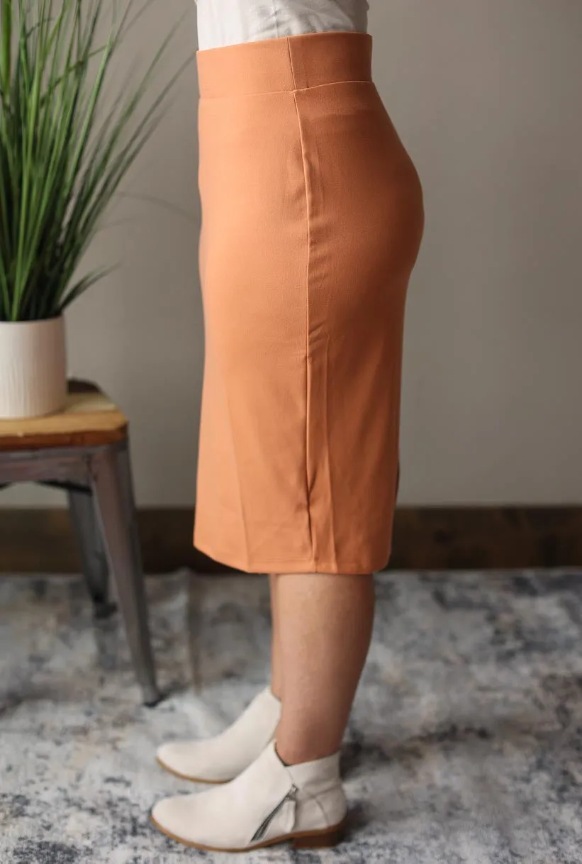 Butter Soft Orange Midi Skirt • 0/2 - 8