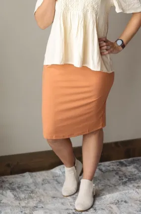 Butter Soft Orange Midi Skirt • 0/2 - 8