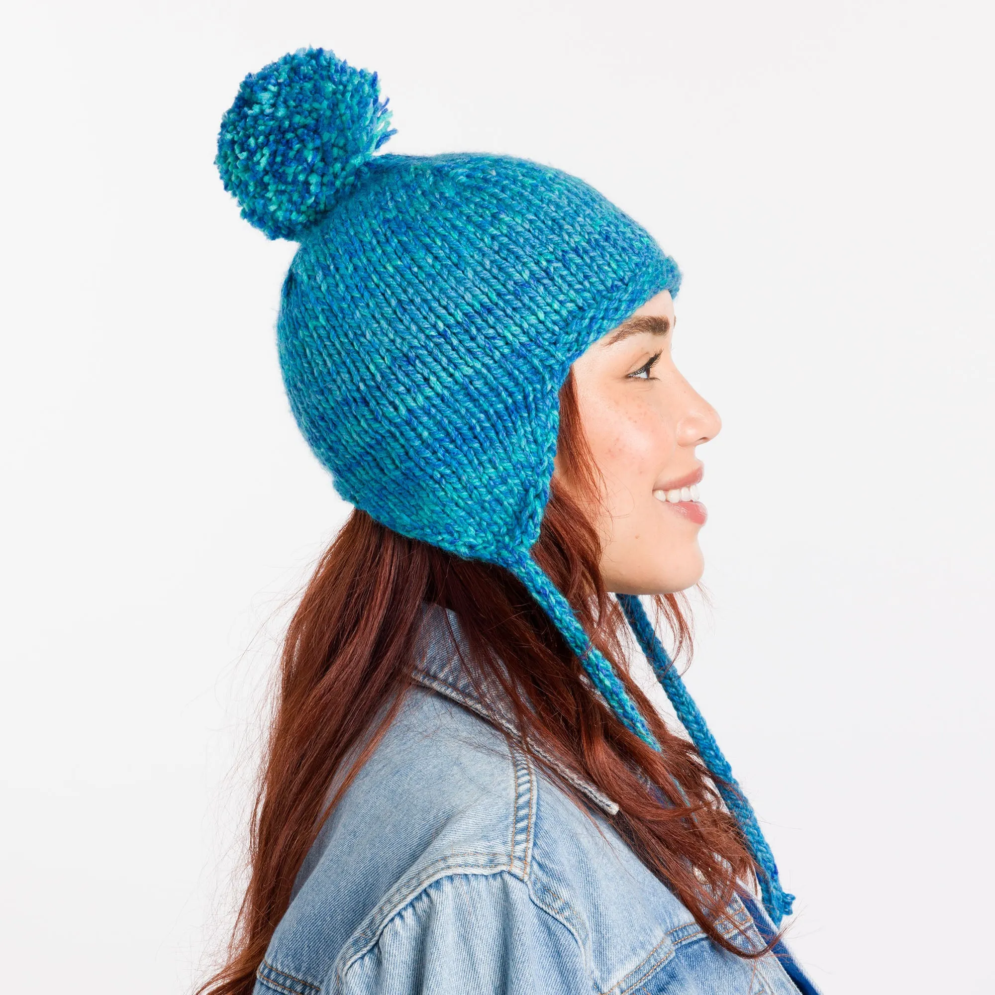 Caron Knit Ear Flap Cozy Hat