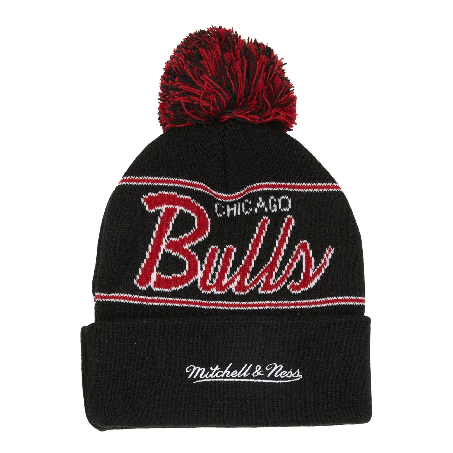 Chicago Bulls Mitchell & Ness Script Pom Beanie