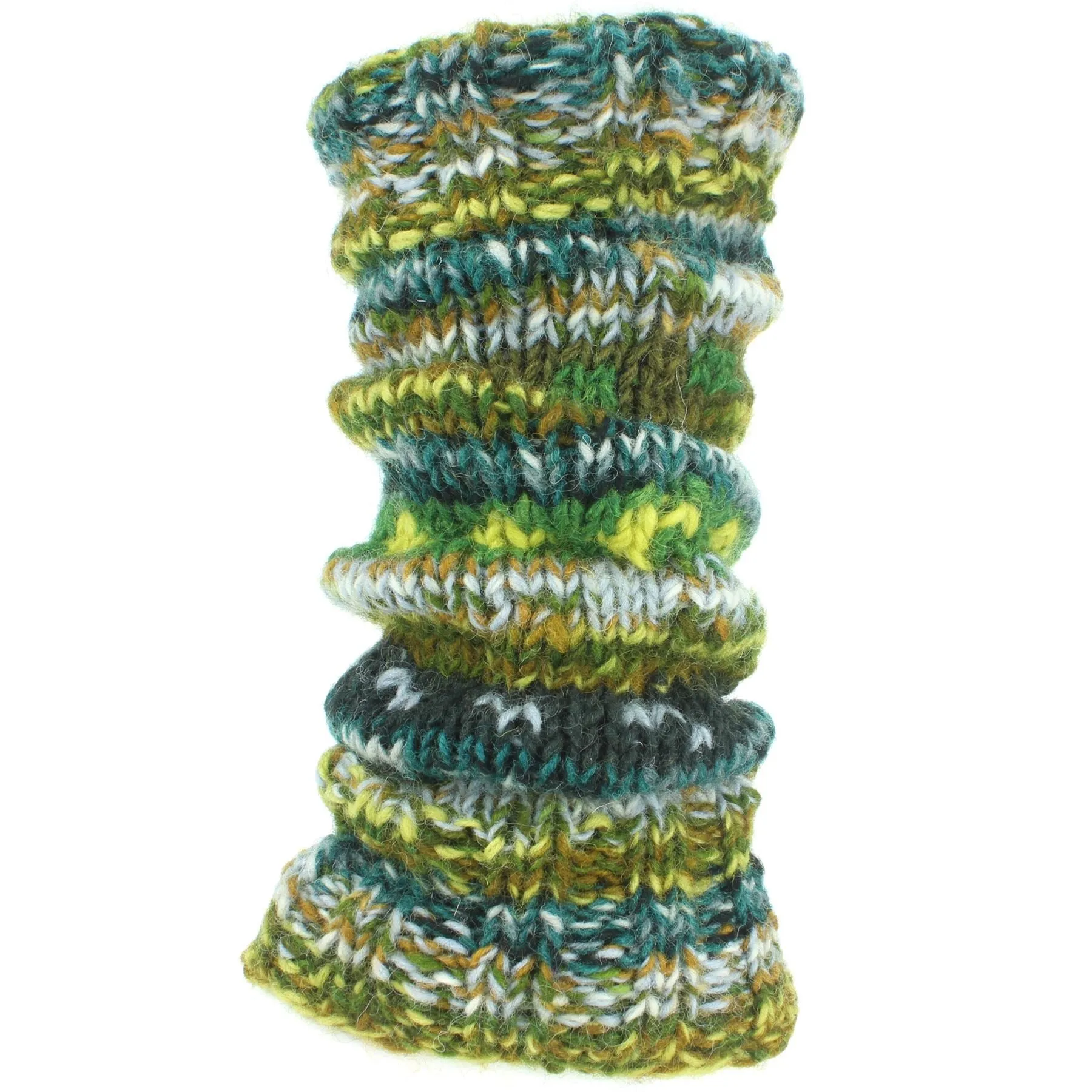 Chunky Wool Knit Abstract Pattern Leg Warmers - 17 Green