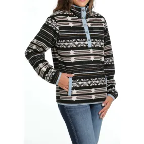 Cinch Women's Black Striped Fleece Pullover