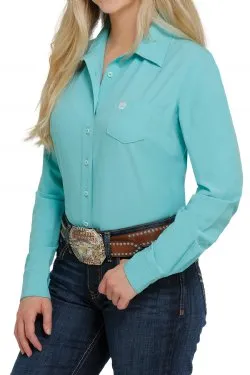 Cinch Women's Solid Turquoise Arenaflex Western Button Down Shirt