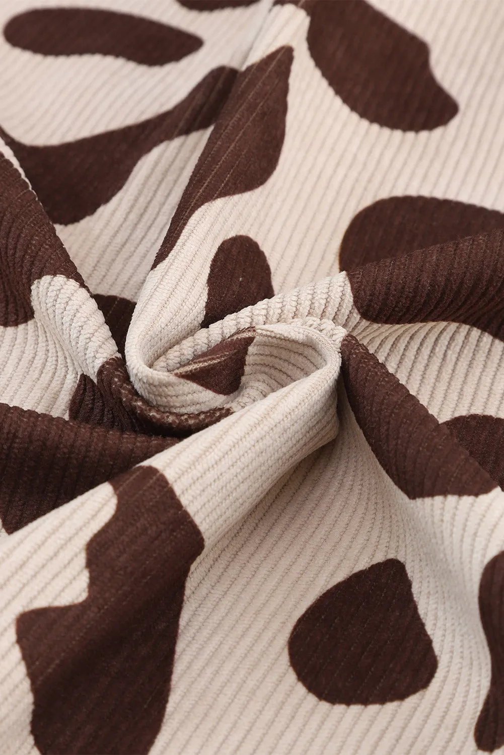 Cow Print Button Up Corduroy Shacket | Casual Jacket
