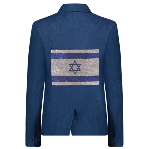 Crystal Israel Flag Blazer -  Denim