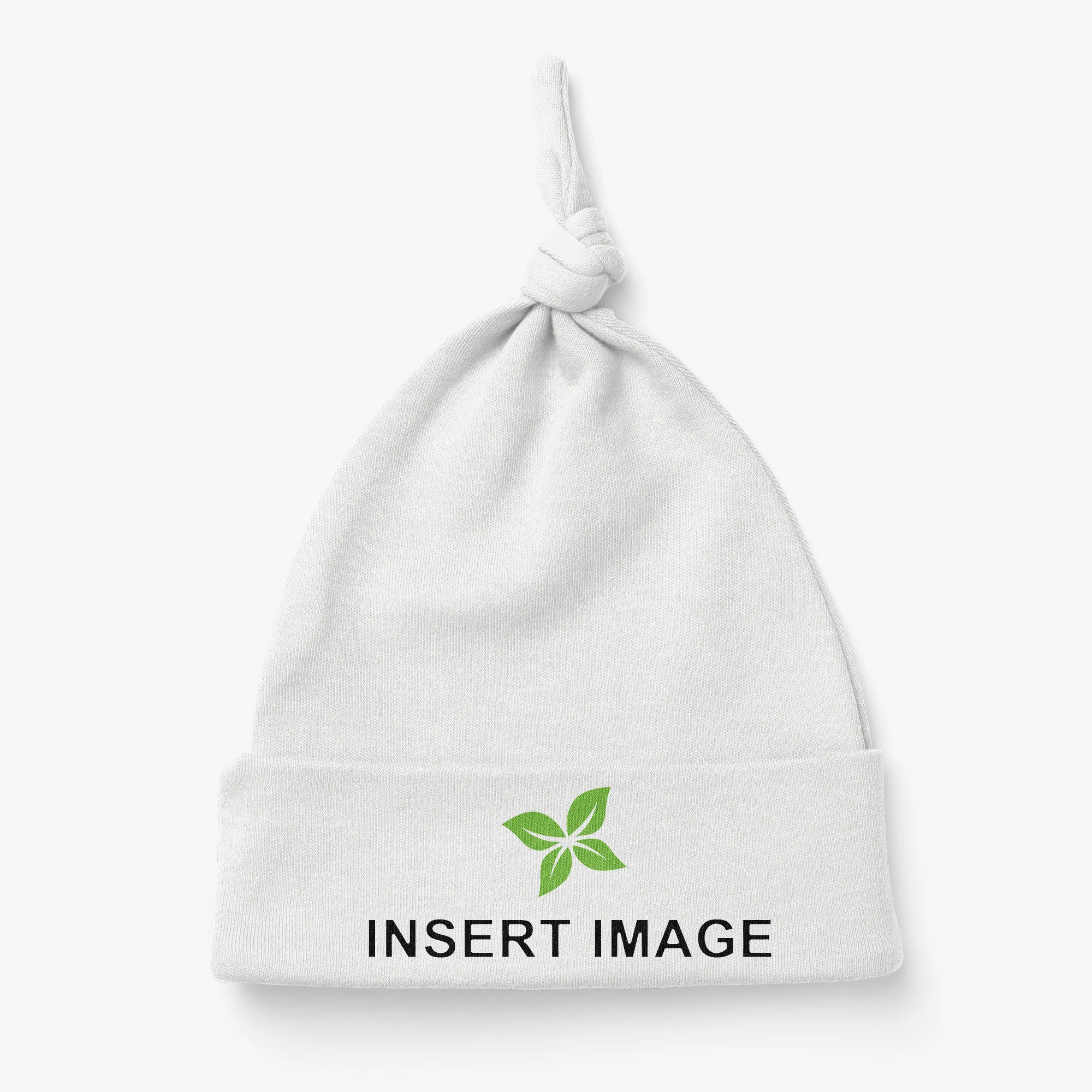 [Custom Image] Endanzoo Organic Cotton Knotted Beanie (White)