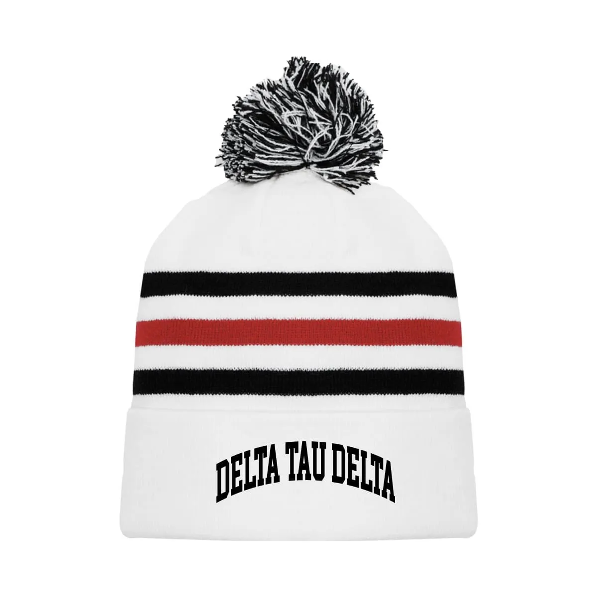 Delt White Hockey Knit Beanie