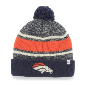 Denver Broncos 47 Brand Tri-Tone Fairfax Cuffed Knit Poofball Beanie Hat Cap