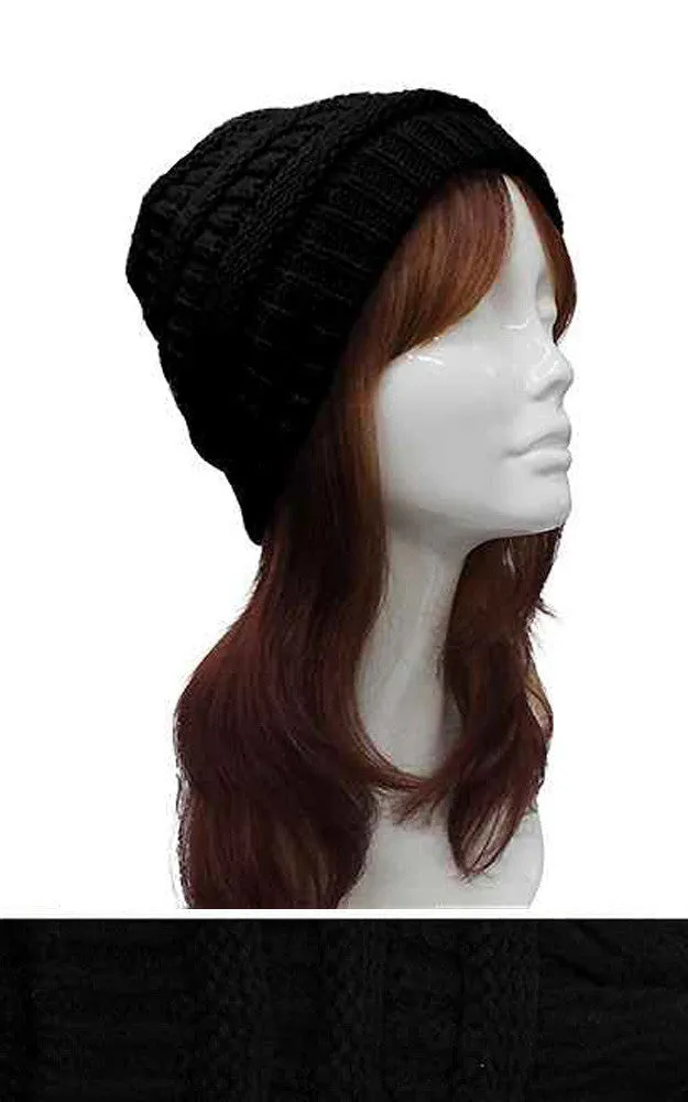 EAHT8526 Black Stripe Knitted Beanie Hat