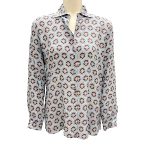 Etro Pale Blue 2023 Printed Silk Blouse